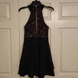 Elegant Black and Gold Lace Dress